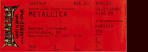 Live Metallica || 4/21/2004 - Nassau Coliseum , Uniondale, NY  