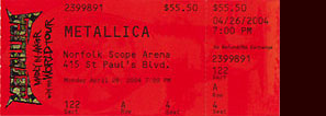 Live Metallica || 4/26/2004 - Norfolk Scope Arena, Norfolk, VA  