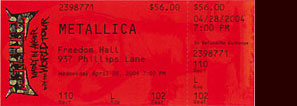 Live Metallica || 4/28/2004 - Freedom Hall , Louisville, KY  
