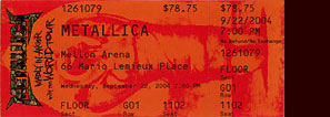 Live Metallica || 9/22/2004 - Mellon Arena, Pittsburgh, PA 