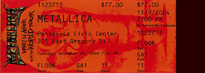 Live Metallica || 11/9/2004 - Pensacola Civic Center, Pensacola, FL 