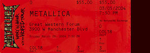 Live Metallica || 3/5/2004 - The Forum, Los Angeles, CA  