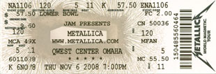 Live Metallica || 11/6/2008 - Qwest Center , Omaha, NE  