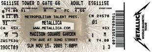Live Metallica || 11/15/2009 - Madison Square Garden, New York, NY 