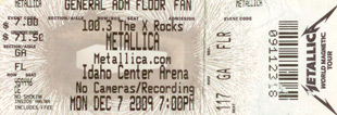 Live Metallica || 12/7/2009 - Idaho Center, Boise, ID 