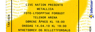 Live Metallica || 4/14/2010 - Telenor Arena, Oslo, NOR 
