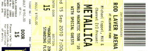 Live Metallica || 9/15/2010 - Rod Laver Arena, Melbourne, AUS 