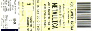 Live Metallica || 9/16/2010 - Rod Laver Arena, Melbourne, AUS 