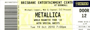 Live Metallica || 10/19/2010 - Entertainment Centre, Brisbane, AUS 