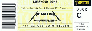 Live Metallica || 10/22/2010 - Burswood Dome, Perth, AUS 