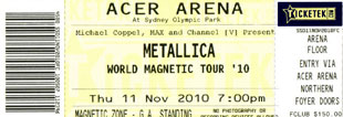 Live Metallica || 11/11/2010 - Acer Arena, Sydney, AUS 