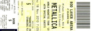 Live Metallica || 11/18/2010 - Rod Laver Arena, Melbourne, AUS 
