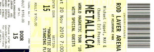 Live Metallica || 11/20/2010 - Rod Laver Arena, Melbourne, AUS 
